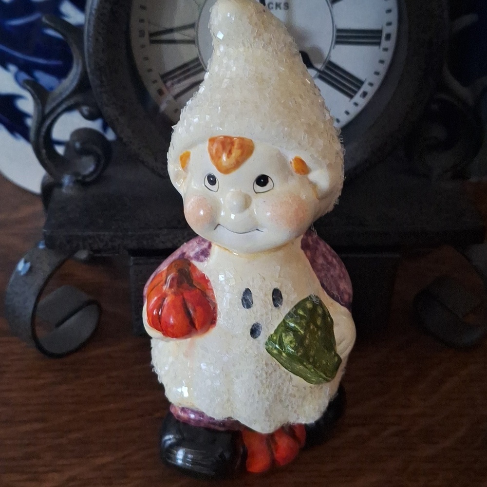 Vintage Porcelain Halloween Boy in Pumpkin and Girl in Ghost Costume Figurines - Picture 5 of 8